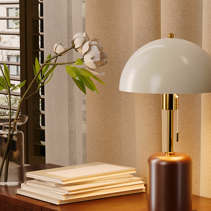 Vintage Solid Wood Bedside Table Lamp with LED Bulb