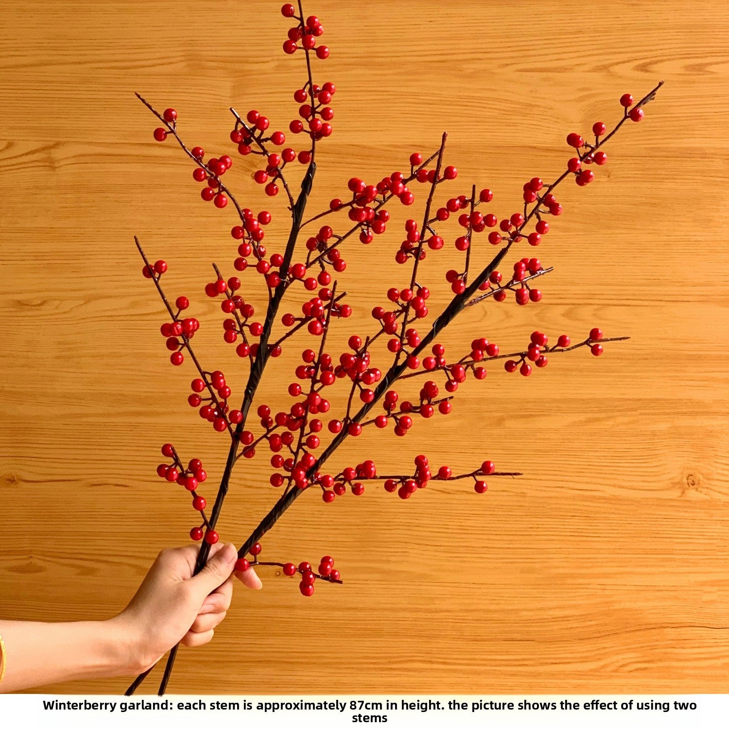 Artificial Holly Berry Bouquet with Ceramic Vase