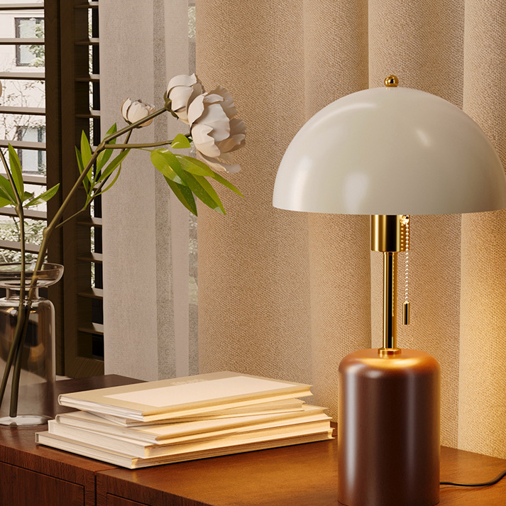 Vintage Solid Wood Bedside Table Lamp with LED Bulb