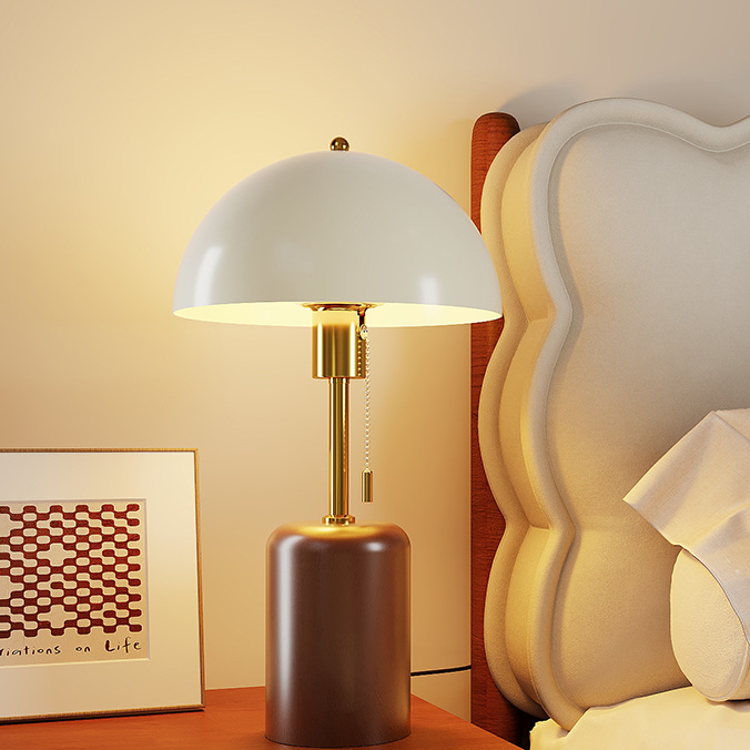 Vintage Solid Wood Bedside Table Lamp with LED Bulb