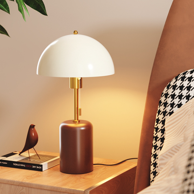 Vintage Solid Wood Bedside Table Lamp with LED Bulb