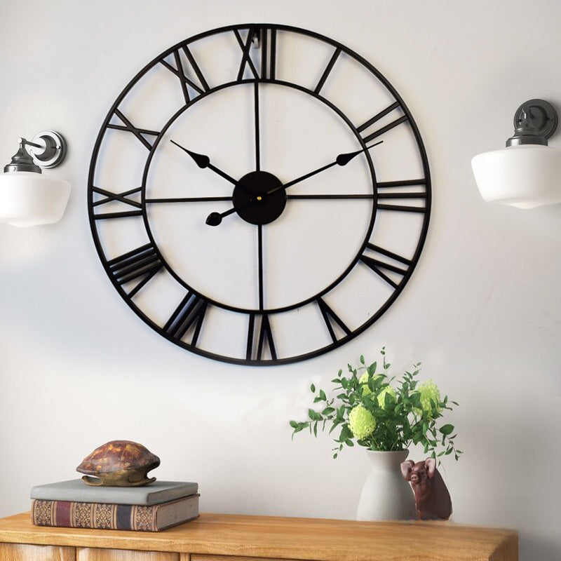 Scandinavian Iron Art Wall Clock Silent Battery Operated